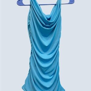 Cotton Candy LA Bright Turquoise Draped Dress